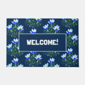 Krokusbloemen blauw deurmat (Voorkant)