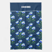 Krokusbloemen blauw theedoek (Verticaal)