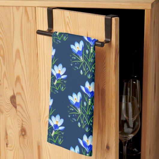 Krokusbloemen blauw theedoek (Derde Gevouwen)