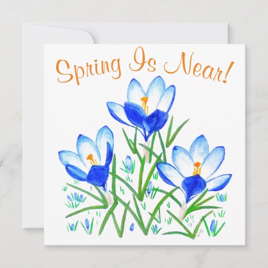 Krokusbloemen op witte platte kaart (Voorkant)