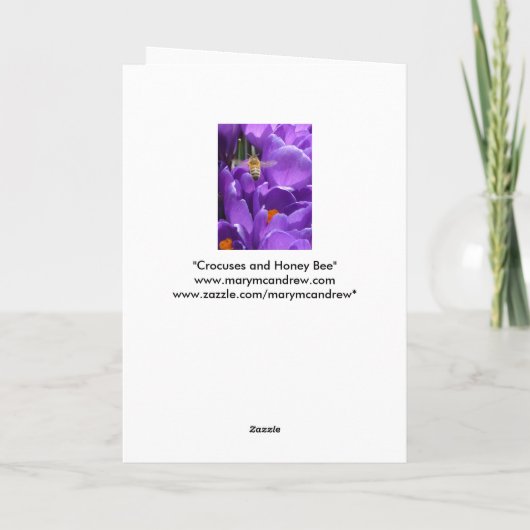 "Krokussen en de Bij van de Honing" - dank u Bedankkaart (Achterkant)