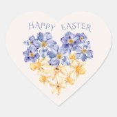 Krokussen en narcissen Paasbloemen Hart Sticker (Voorkant)