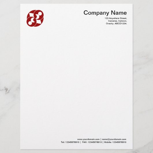 Kromcirkelsymbool 03 - Rood ruby Gepersonaliseerd Briefhoofd (Voorkant)