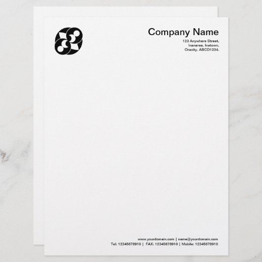 Kromcirkelsymbool 03 - zwart gepersonaliseerd briefhoofd (Voorkant / Achterkant)