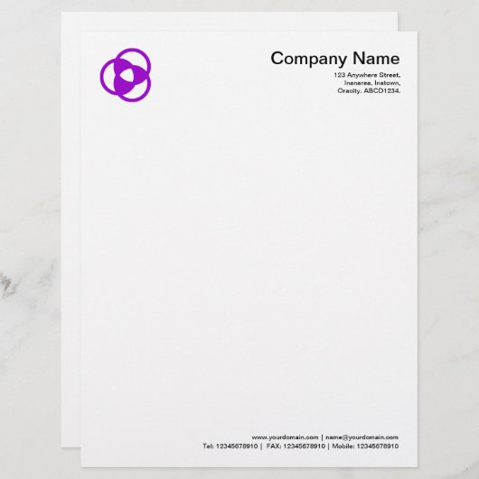 Kromcirkelsymbool 05 - Paars Briefhoofd (Voorkant / Achterkant)