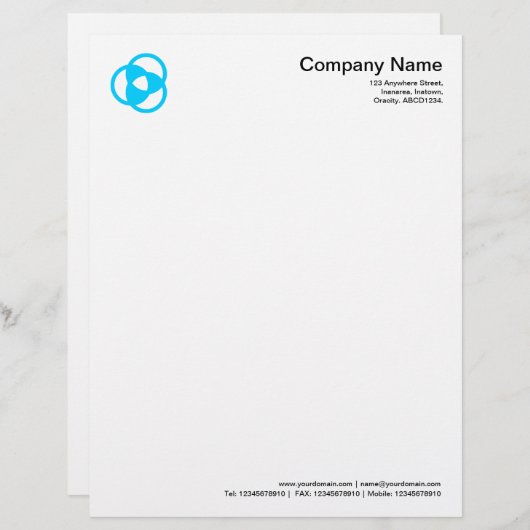 Kromcirkelsymbool 05 - Sky Blue Briefhoofd Ontwerp (Voorkant / Achterkant)