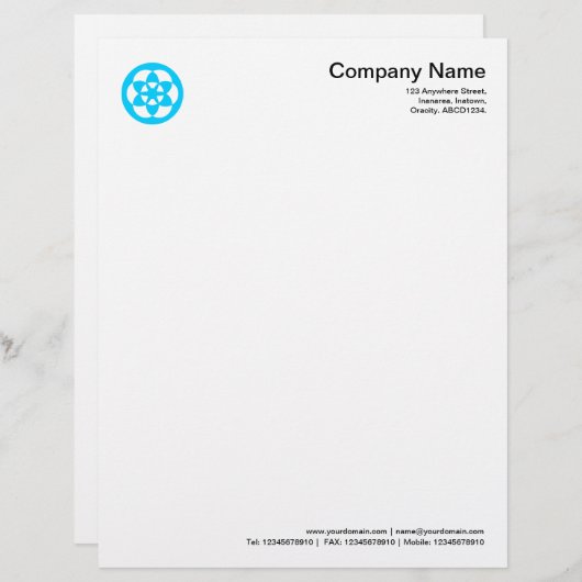 Kromcirkelsymbool - Sky Blue Gepersonaliseerd Briefhoofd (Voorkant / Achterkant)