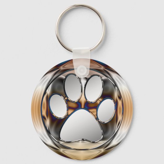 KROME EN SILVER PAW PRINT SLEUTELHANGER (Voorkant)