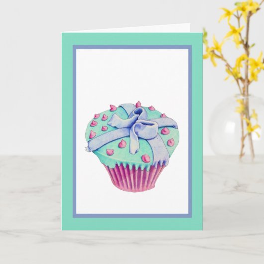 kromme cupcake-Kaart Kaart (Gele Bloem)