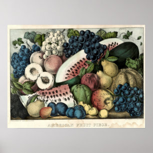 kromme en Ives American Fruit Piece Poster