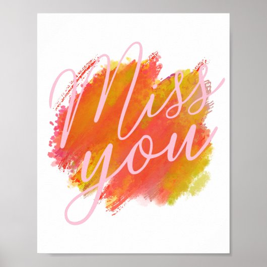 kromme ik mis je kleurrijke waterverf poster (Voorkant)