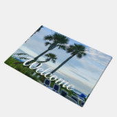 Kromme palmbomen welkom deurmat (Schuin)