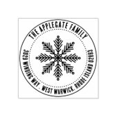 Kromme tekst Snowflake Winternaam & adres Rubberstempel (Afrduk)
