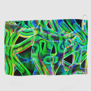 Krommen, gekleurde en groene neon of opluchting golfhanddoek