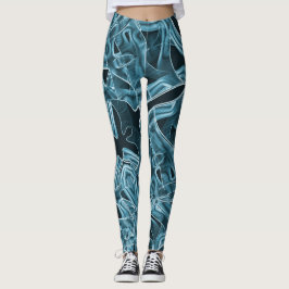 Krommen van lint, blauwe neon met reliëf en overla leggings