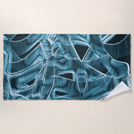 Krommen van lint, blauwe neon met reliëf en overla strandlaken