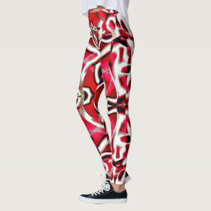 Kromp lint overlappen, vivid rood tot donker en wi leggings