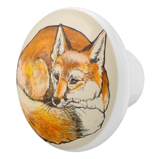 Kromp Zollijk Rood Fox Ceramic Drawer Pull Keramische Knop (Rechts)