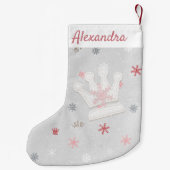 Kronen en Roze Sneeuwvlokken Eerste Kerstmis Kleine Kerstsok (Achterkant)