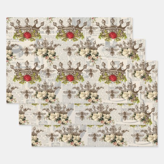 kronen met bijen inpakpapier vel (Set)