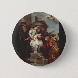 Kroning van de heilige Rosalia door Anthony van Dy Ronde Button 5,7 Cm
