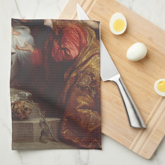 Kroning van Sint Rosalia door Anthony van Dyck Theedoek (Quarter Fold)