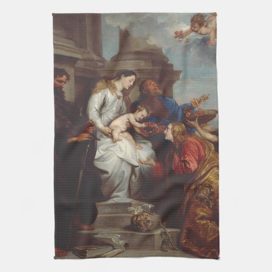 Kroning van Sint Rosalia door Anthony van Dyck Theedoek (Verticaal)