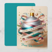 Kronkel lint ornament feestdagenkaart (Voorkant / Achterkant)