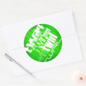 Kronkel; Neon groene strepen Ronde Sticker (Envelop)