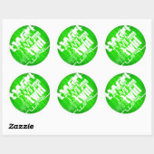 Kronkel; Neon groene strepen Ronde Sticker (Vel)