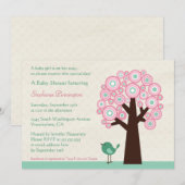 Kronkelboom en baby shower van vogels kaart (Voorkant / Achterkant)