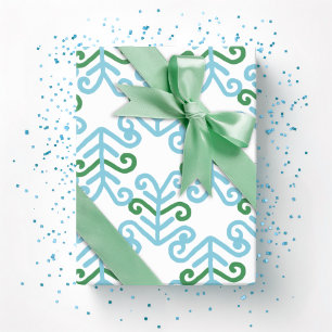 Kronkelend blad in groen en aqua cadeaupapier