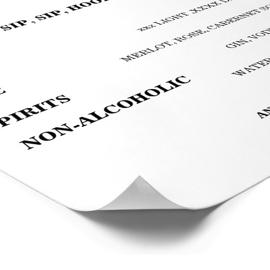 Kronkelend Open bar Menu bruiloft bord Poster (Hoek)