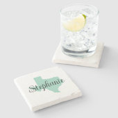 Kronkelend schrift Naam Licht Teal Texas Stenen Onderzetter (Zijkant)