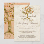 Kronkelende boomwortels Antiek perkament Huwelijks Save The Date (Voorkant / Achterkant)