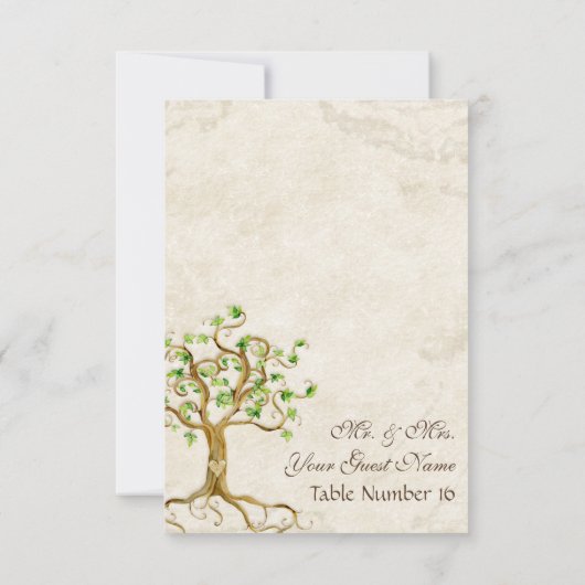 Kronkelende boomwortels antiek perkament tafelnumm kaart (Achterkant)