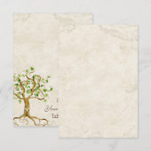 Kronkelende boomwortels antiek perkament tafelnumm kaart (Voorkant / Achterkant)