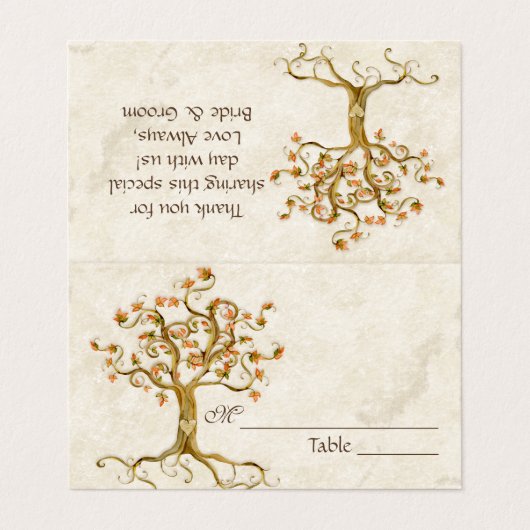 Kronkelende Boomwortels Vergrijsd Perkament Tafeln Visitekaartje (Buitenkant ongevouwen)