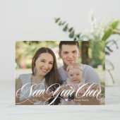 Kronkelende Kerst Gelukkig Nieuwjaar Fotokaart Feestdagenkaart (Staand voorkant)