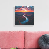 Kronkelende rivier door herfstbos canvas afdruk (Insitu (Woonkamer))