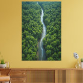 Kronkelende rivier door weelderig Oerwoud Canvas Afdruk (Insitu (Woonkamer))