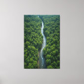Kronkelende rivier door weelderig Oerwoud Canvas Afdruk (Voorkant)