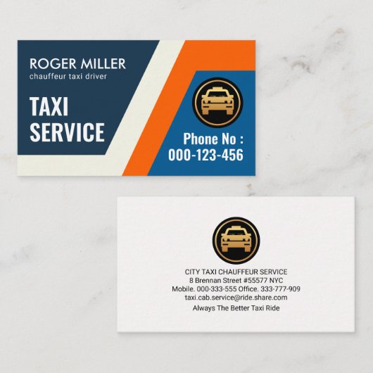Kronkelende route taxi bestemmingen visitekaartje (Voorkant / Achterkant)