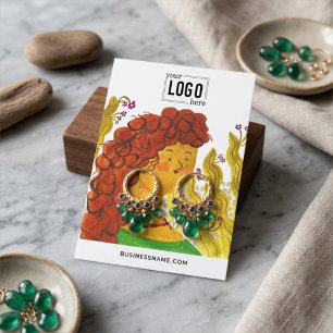 Kronkelende Vrouw Logo Schildering Oorbellen Displ Visitekaartje