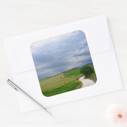 Kronkelende weg in Toscane sticker (Envelop)