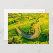 Kronkelende wegen door wijngaarden en cipressen feestdagenkaart (Voorkant / Achterkant)
