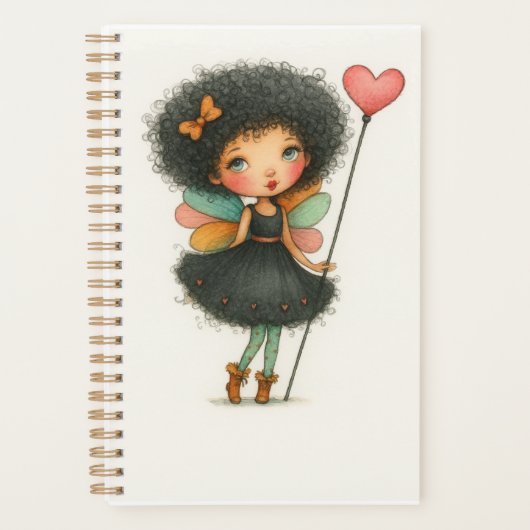 Kronkelhaar Fee Meisje Watercolor Planner (Voorkant)