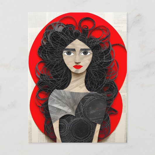 Kronkelharige Vrouw Collage Briefkaart (Voorkant)