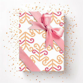 Kronkelig blad in roze en oranje cadeaupapier