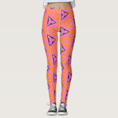 Kronkelig patroon met roze en gele broek leggings (Voorkant)